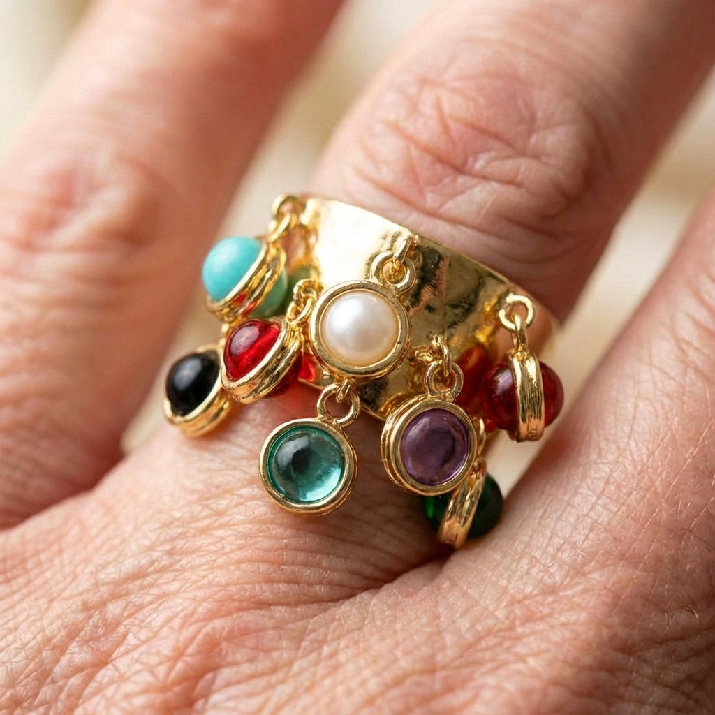 Elegant Multicolor Beaded Ring