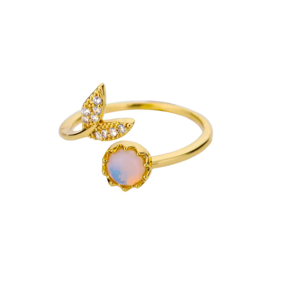 Elegant Opal Butterfly Ring