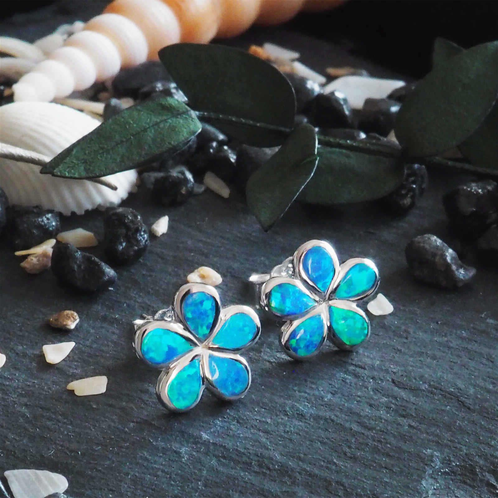 Elegant Opal Flower Earrings