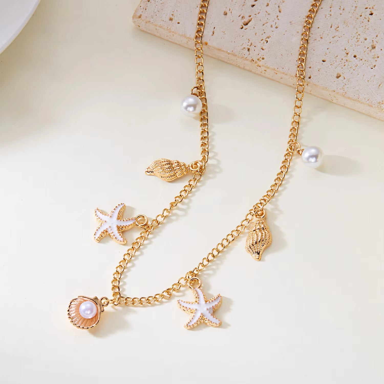 Elegant Pearl Starfish Necklace