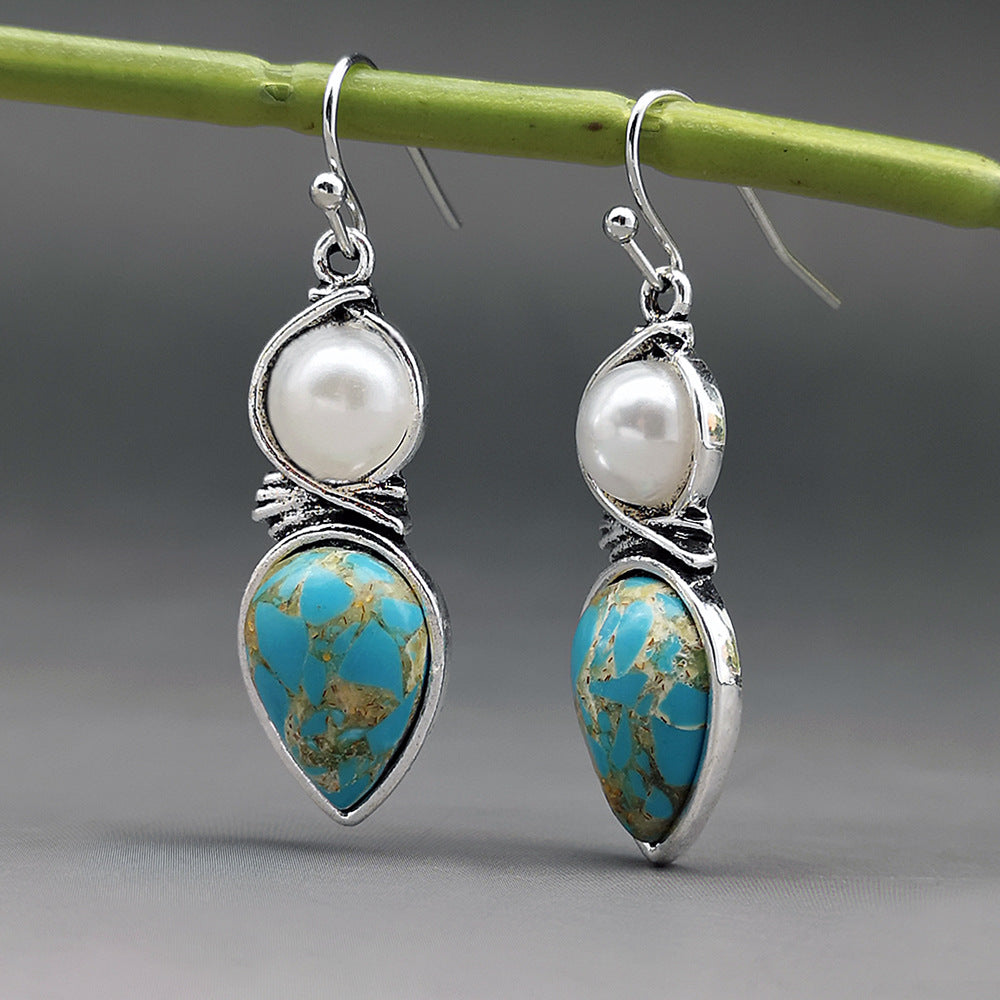 Elegant Pearl Turquoise Earrings