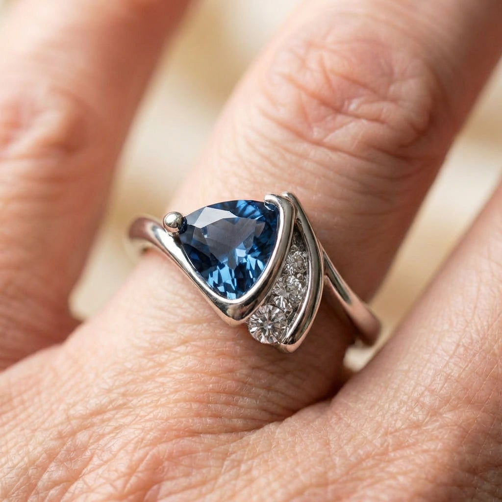 Elegant Sapphire Cubic Zirconia Ring