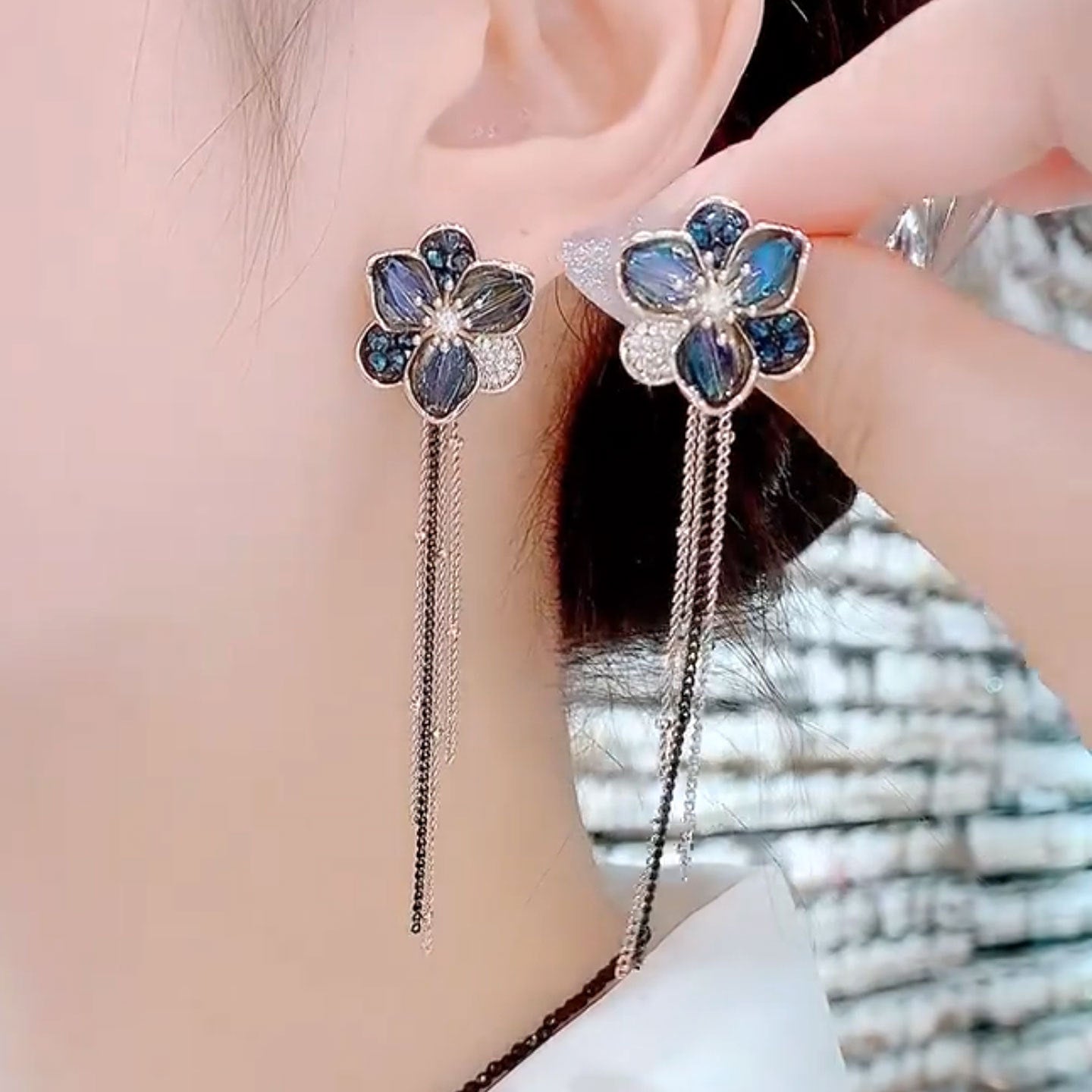 Elegant Sapphire Flower Earrings