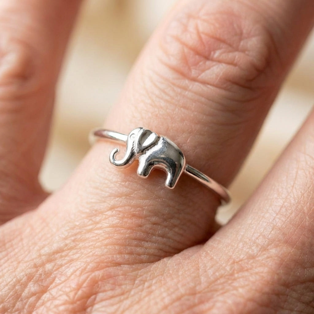 Elegant Silver Elephant Ring