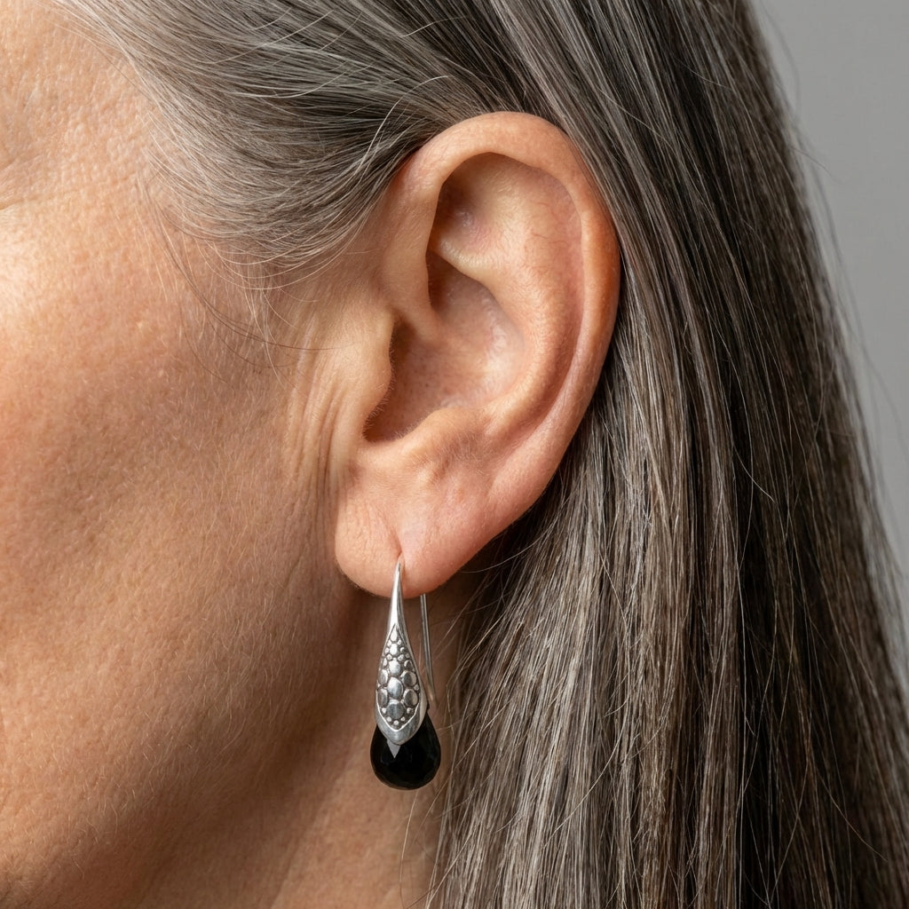 Elegant Silver Onyx Earrings