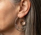 Ethnic Style Flower Hoop Dangle Earrings