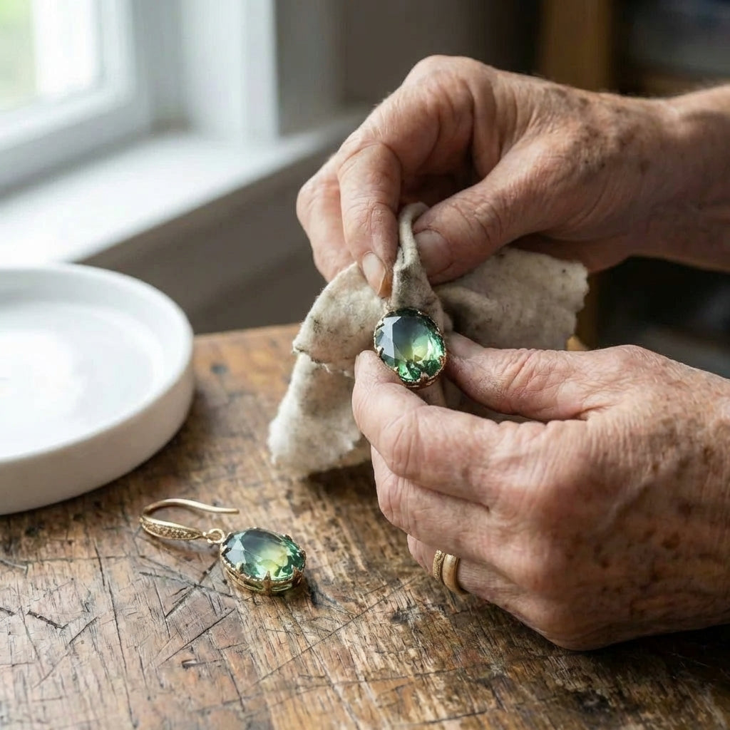 Exquisite Oval Inlaid With Blue Green Zircon Earrings