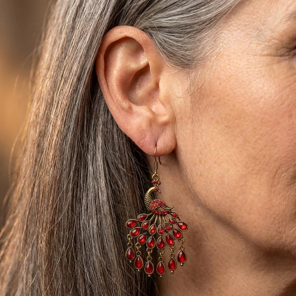Vintage Peacock Earrings