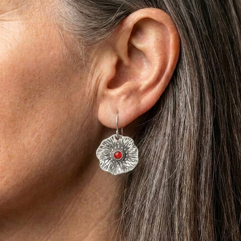 Vintage Flower Red Earrings