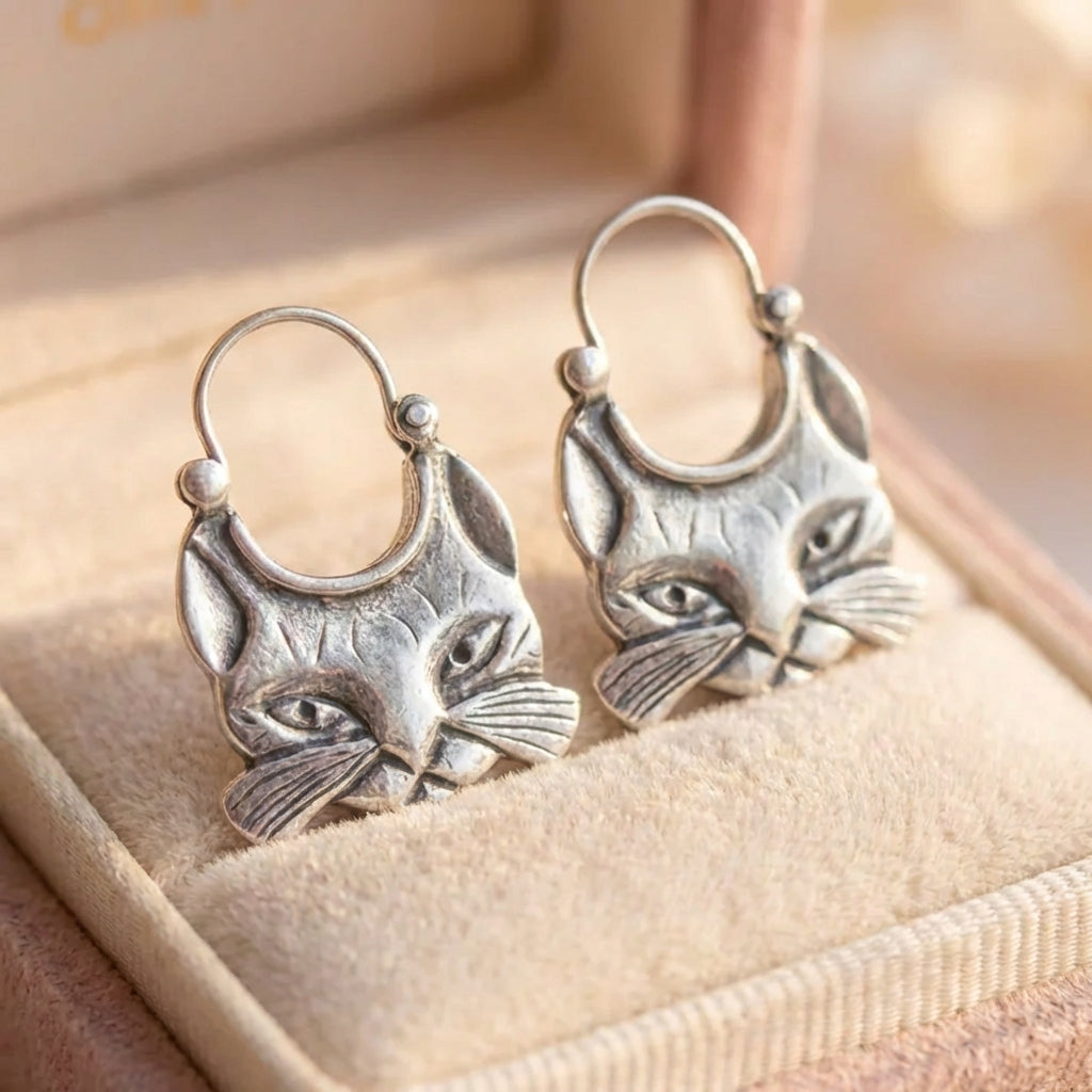 Vintage Cat Dangle Earrings