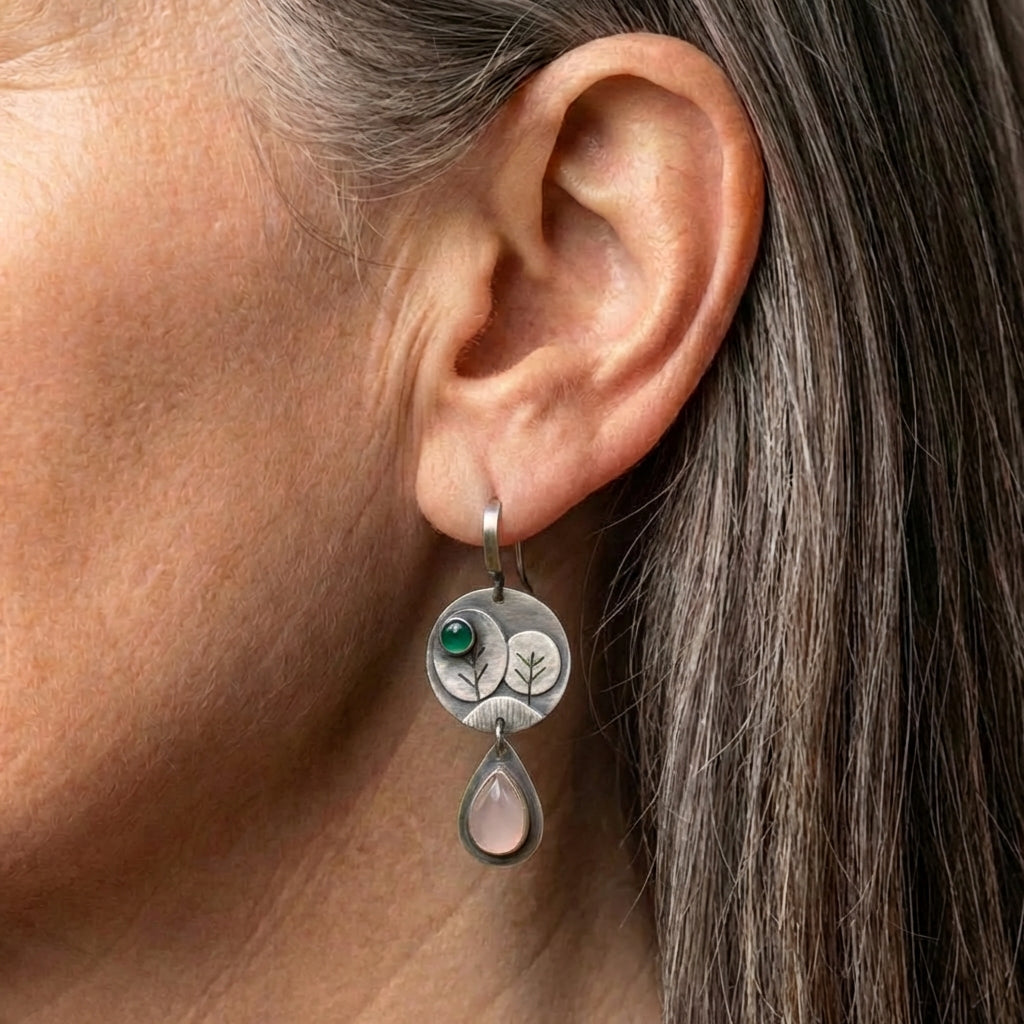 Handmade Tree Agate Earrings