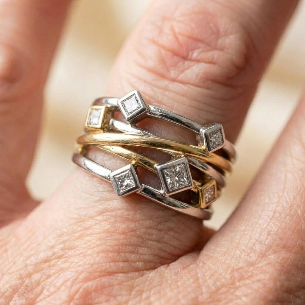 Elegant Geometric Diamond Ring