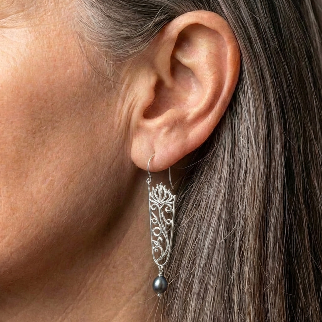 Elegant Silver Flower Earrings