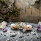 Vintage Gold & Pearl Cherry Earrings