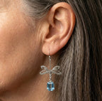 Vintage Dragonfly Blue Stone Dangle Earrings