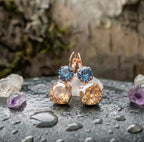 Blue Champagne Stone Dangle Earrings