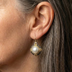 Vintage Inlaid Golden Pearl Earrings