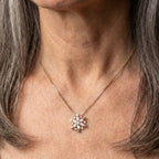 Glittering Snowflake Crystal Necklace In Gold And Silver