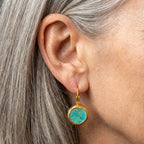 Gold Earrings With Turquoise Stone