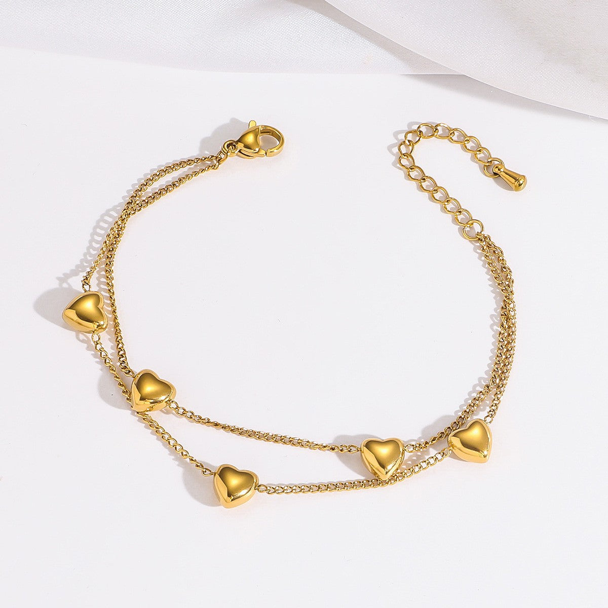 Gold Heart Charm Bracelet