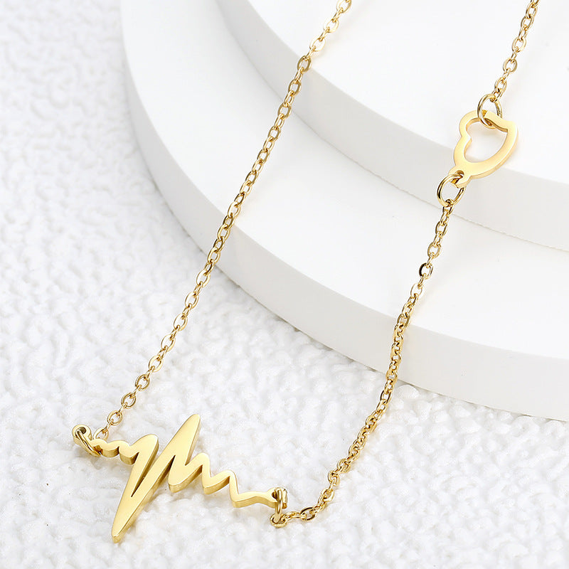 Gold Lightning Heart Necklace