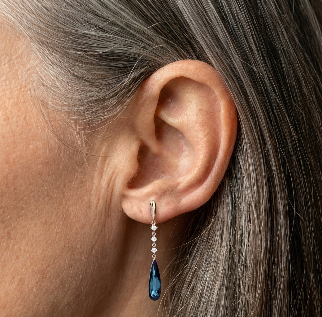 Long Summer Blue Stone Fashion Earrings