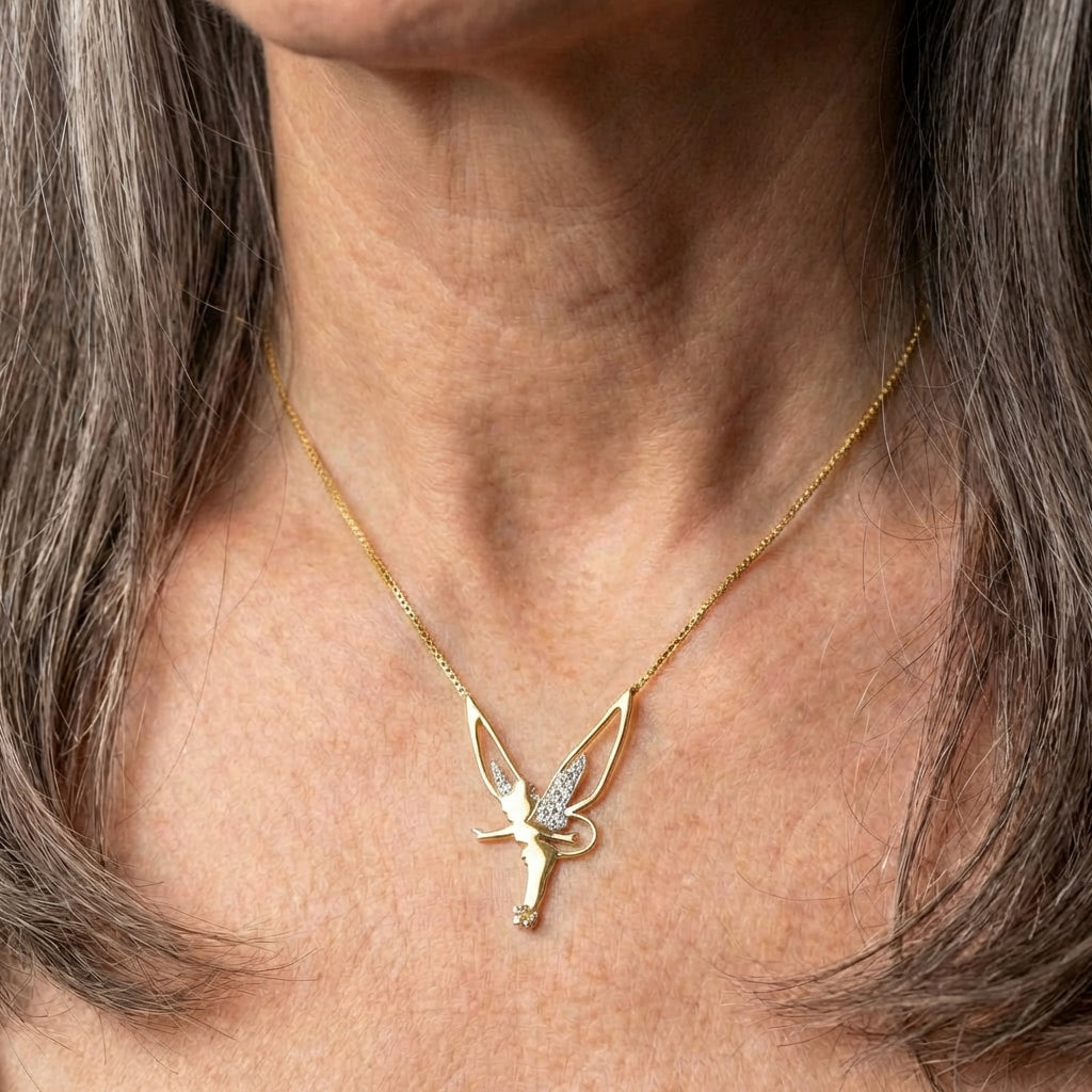 Lucky Fairy Necklace In Sterling Silver And Gold