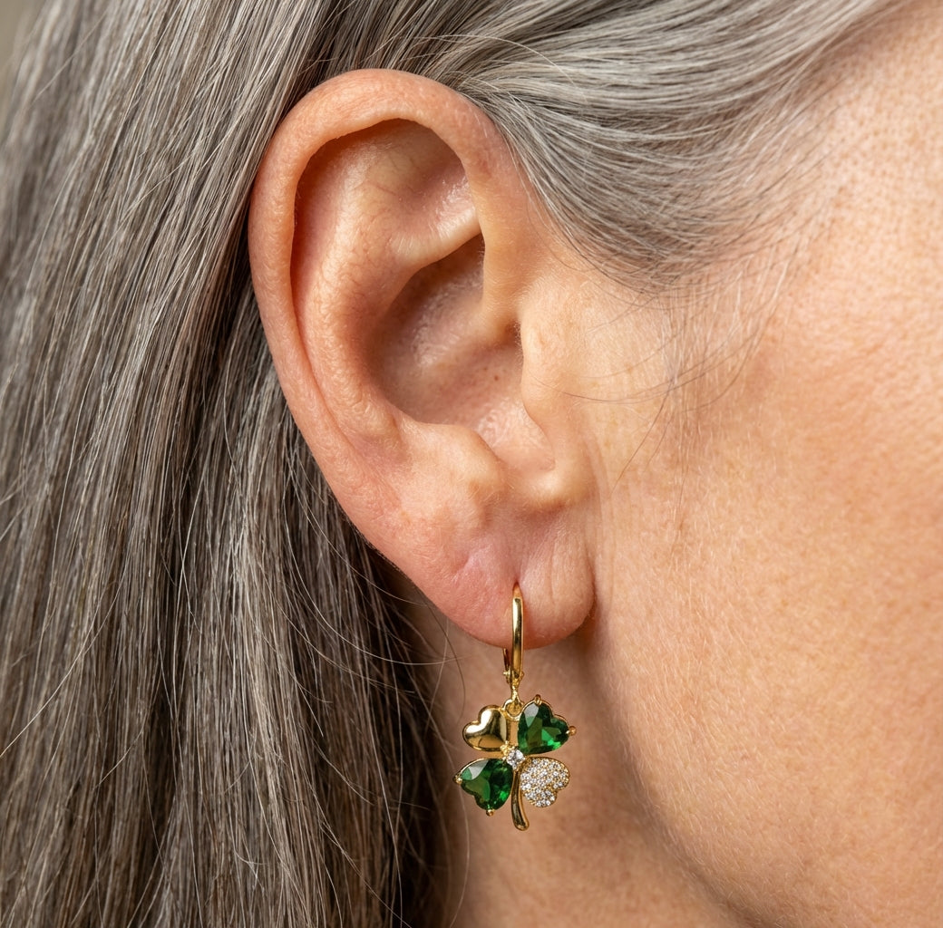 Luxury Clover Shiny Zircon Drop Earrings
