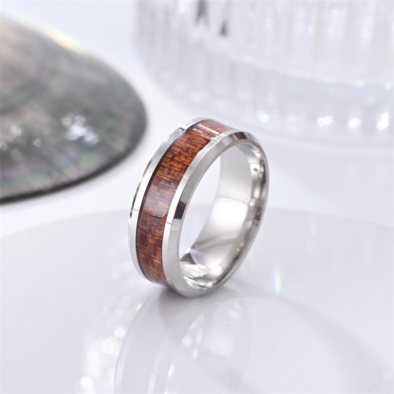 Modern Wood Inlay Ring