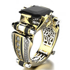 Elegant Maze Cutout Band Amber Ring
