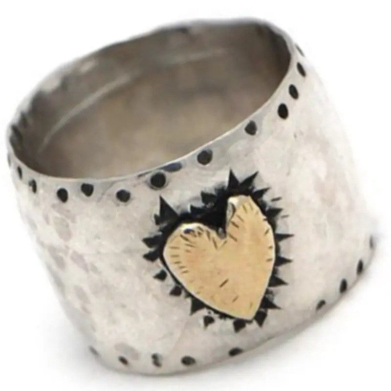 Elegant Heart Ring with Gold Accent