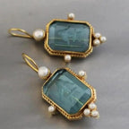 Elegant Blue Floral Gemstone Earrings