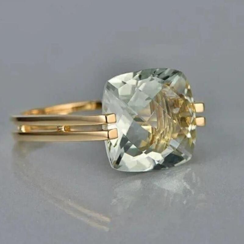 Elegant Serene Green Cushion Ring
