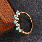 Vintage Boho Minimalist Turquoise Dot Accent Ring