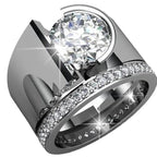 Elegant Wide Band Geometric Channel Set Ring