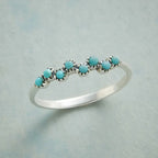 Vintage Boho Minimalist Turquoise Dot Accent Ring