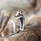 Vintage-Inspired Silver Mouse Statement Ring