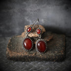 Vintage Crimson Glow Drop Earrings