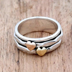 Elegant Mixed Metal Heart Band Ring