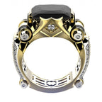 Elegant Maze Cutout Band Amber Ring