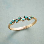 Vintage Boho Minimalist Turquoise Dot Accent Ring