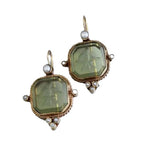 Vintage Blue Floral Engraved Gemstone Earrings
