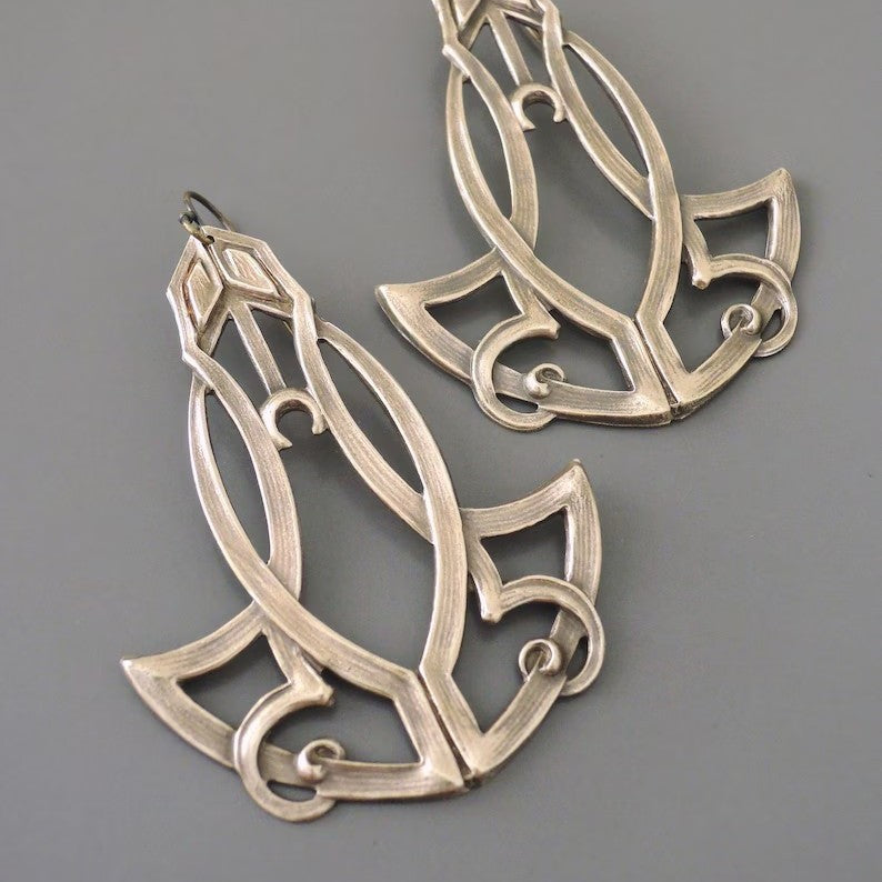 Vintage Silver Moon Blossom Earring