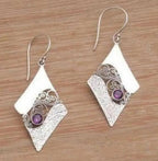 Elegant Amethyst Filigree Silver Earrings