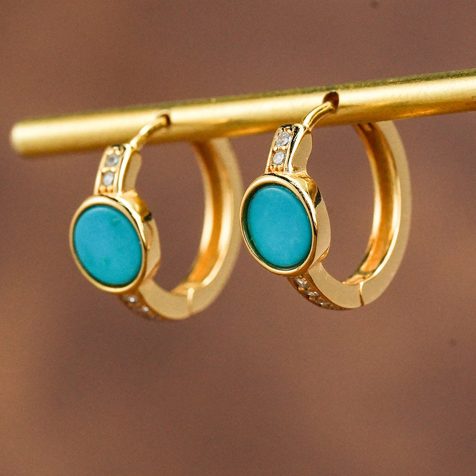 Vintage Turquoise Stone Golden Earrings