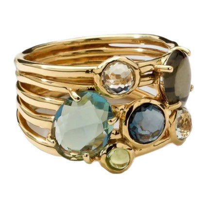Elegant Oval & Round Cut Multi-Gemstone Ring