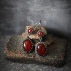 Vintage Crimson Glow Drop Earrings