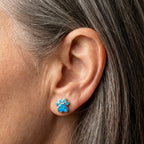 Oceanic Paw Necklace + Earrings Set In Blue Opal And Silver