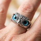 An Owl Of Good Luck Adjustable Ring In Silver And Opal