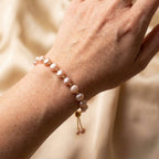 Pink Pearls In Gold Bracelet